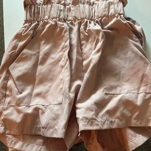 Light pink paper bag shorts